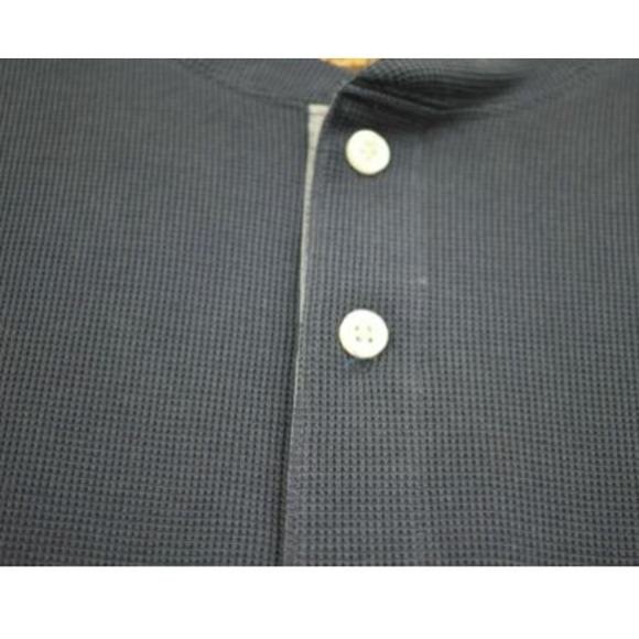 Thomas Dean Mens Navy Short Sleeve Waffle Knit Henley Shirt Cotton Small - Picture 3 of 3